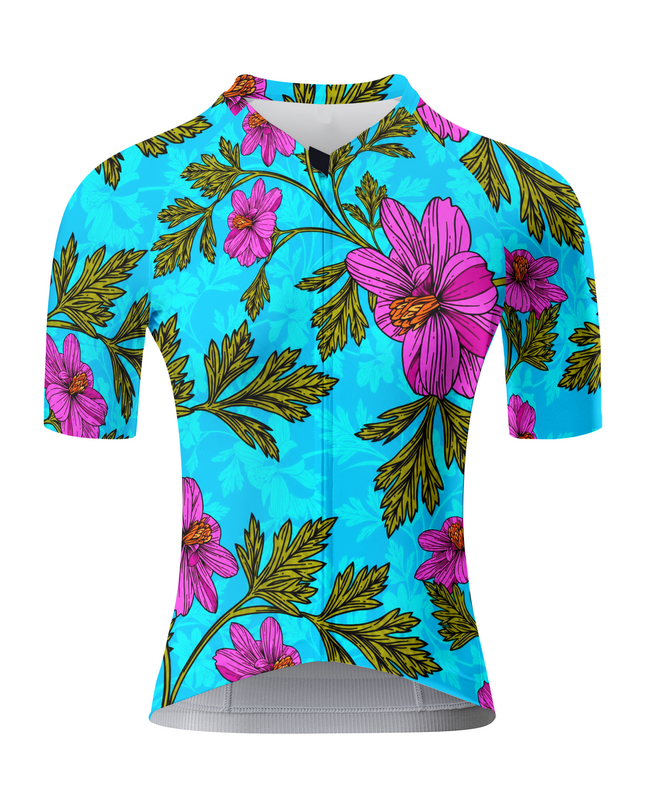 ROCKBROS Women's Turquoise Floral Cycling Jersey