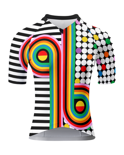 ROCKBROS Women's Contrast Rainbow Swirl Dot Cycling Jersey