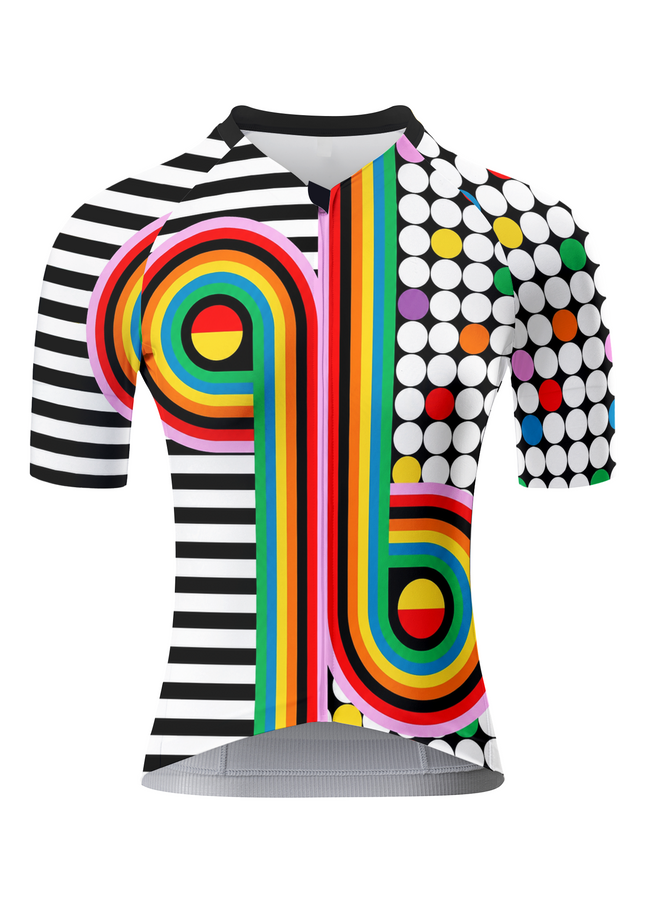 ROCKBROS Women's Contrast Rainbow Swirl Dot Cycling Jersey