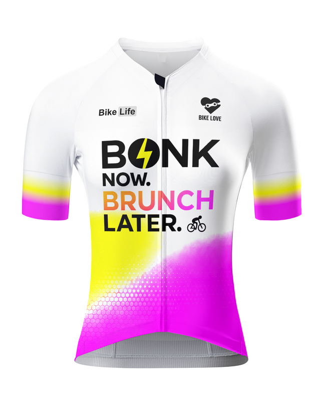 ROCKBROS Women's Yellow Pink Gradient Bike Slogan Cycling Jersey