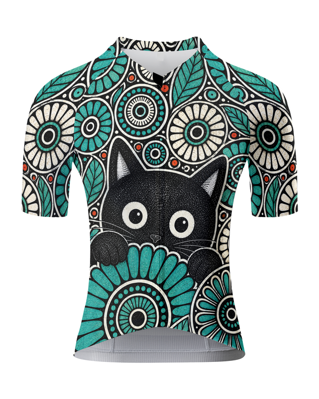 ROCKBROS Women's Floral Cat Short-Sleeve Cycling Jersey