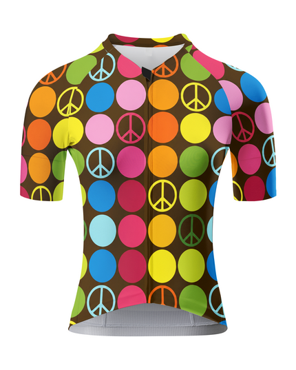ROCKBROS Women's Hippie Multicolor Polka Dot Peace Symbol Cycling Jersey