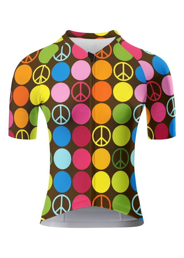 ROCKBROS Women's Hippie Multicolor Polka Dot Peace Symbol Cycling Jersey