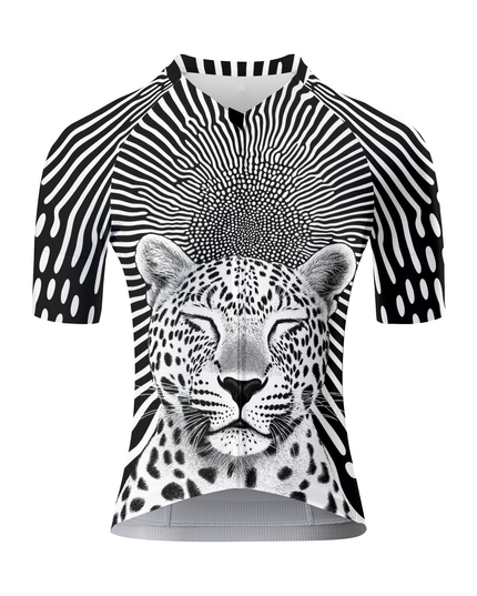 ROCKBROS Women's Monochrome Leopard Optical Print Short Sleeve Cycling Jersey