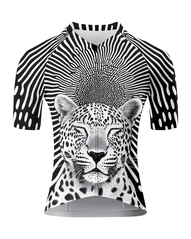 ROCKBROS Women's Monochrome Leopard Optical Print Short Sleeve Cycling Jersey