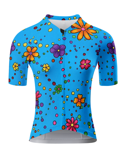 ROCKBROS Women's Sky Blue Cartoon Polka Dot Floral Cycling Jersey