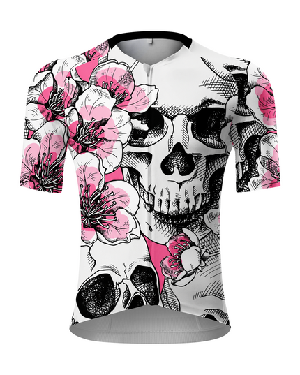 ROCKBROS Men's Gothic Floral Sakura Skull Tattoo Performance Cycling Jersey