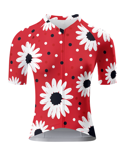 ROCKBROS Women's Red Daisy Polka Dot Cycling Jersey