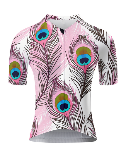 ROCKBROS Women's Pink Peacock Feather Cycling Jersey