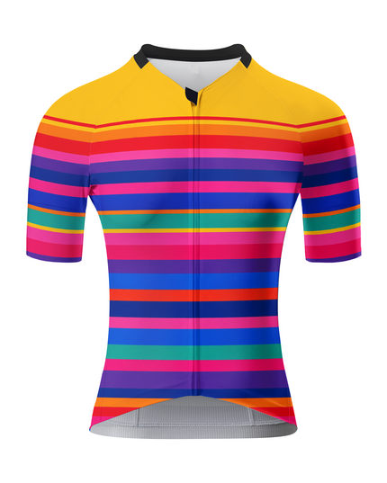 ROCKBROS Women's Bright Rainbow Horizontal Stripe Cycling Jersey