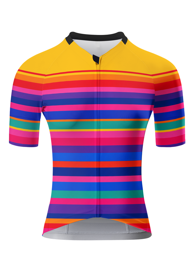 ROCKBROS Women's Bright Rainbow Horizontal Stripe Cycling Jersey
