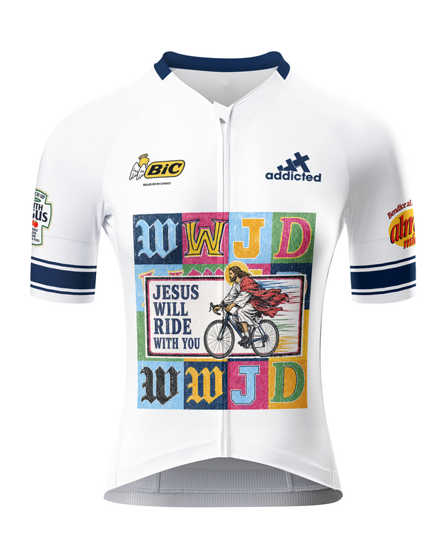 ROCKBROS Women's Vintage WWJD Jesus Ride Graphic Short Sleeve Cycling Jersey