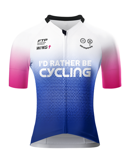 ROCKBROS Women's Pink Blue Honeycomb Gradient Slogan Cycling Jersey