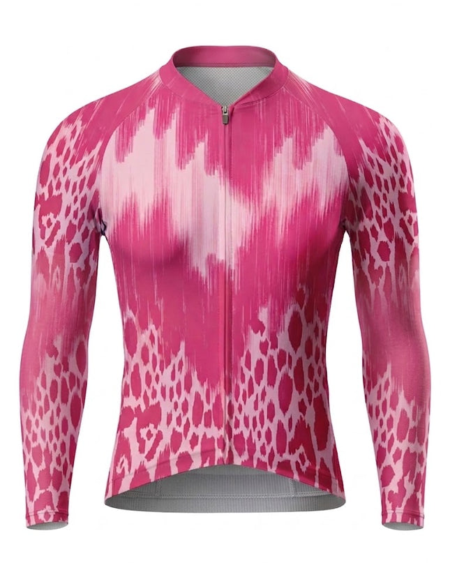 ROCKBROS Women's Tie-Dye Magenta Gradient Long-Sleeve Cycling Jersey
