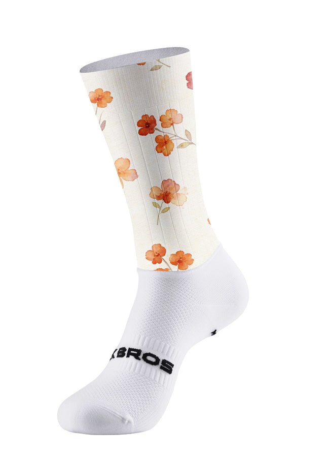 ROCKBROS Women Watercolor Orange Floral Short Sleeve Cycling Set