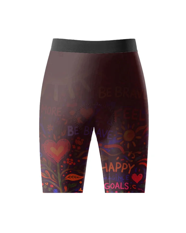 ROCKBROS Women's "Soul Rider" Burgundy Graffiti Cycling Shorts