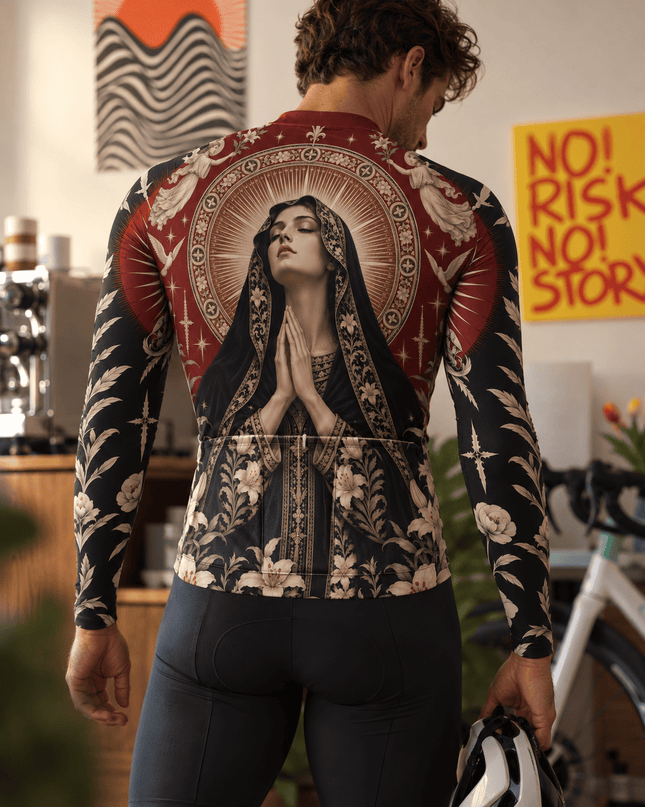 ROCKBROS Renaissance Madonna Sacred Art Long Sleeve Cycling Jersey