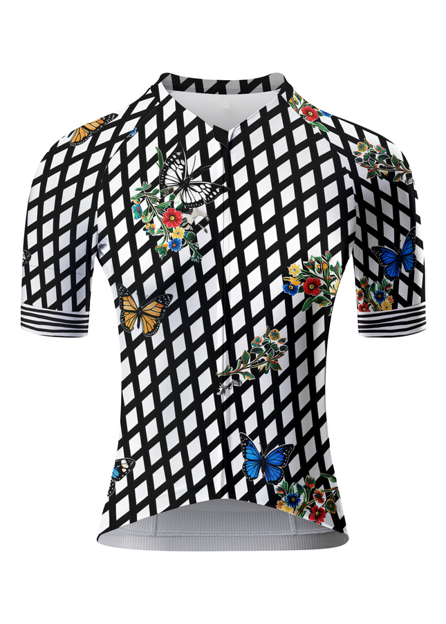 ROCKBROS Women's 'Wild Butterfly' Checkerboard Pro Aero Jersey