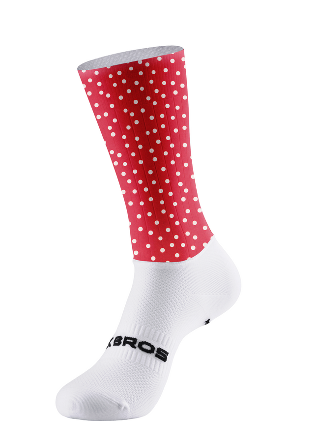 ROCKBROS Retro Polka Dot Aero Socks – Vintage Red "Queen of the Road"