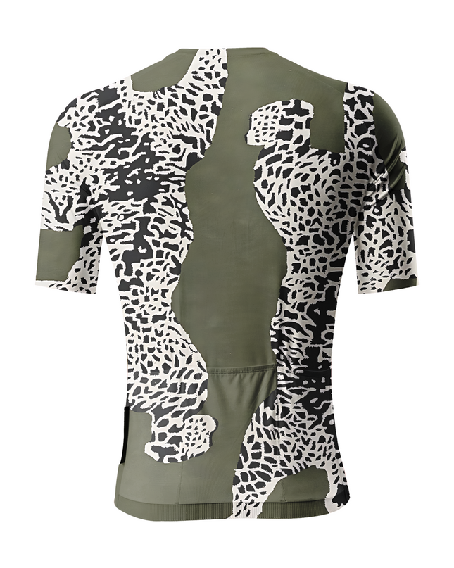 RockBros Men's "Stalking Leopard" Military Olive Totem Cycling Jersey