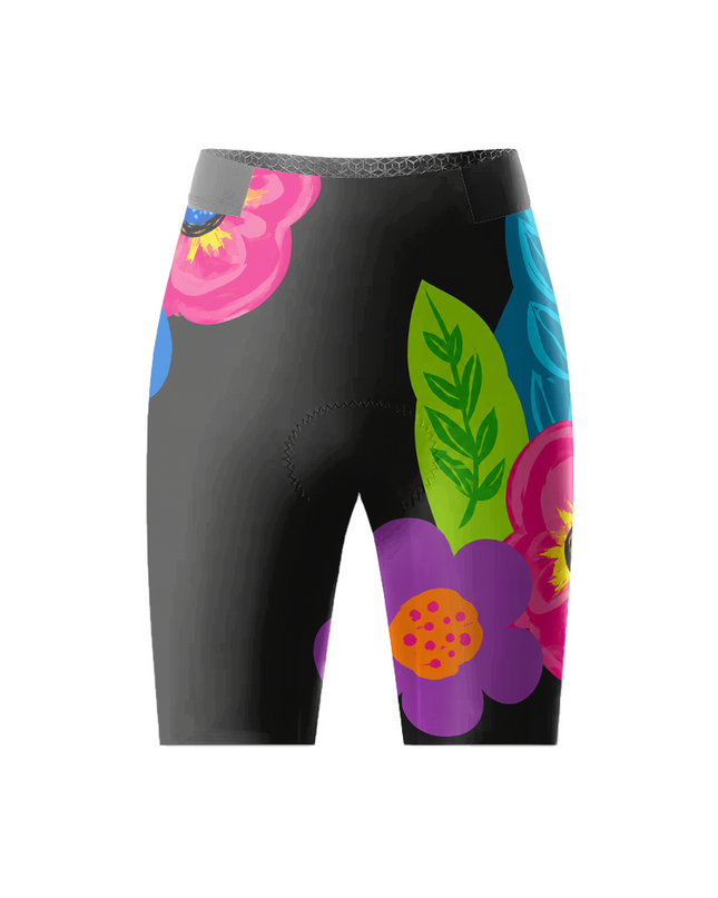 ROCKBROS Women's Black Vibrant Floral Cycling Shorts