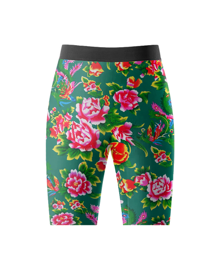 ROCKBROS Women's Emerald Peony Phoenix Padded Cycling Shorts