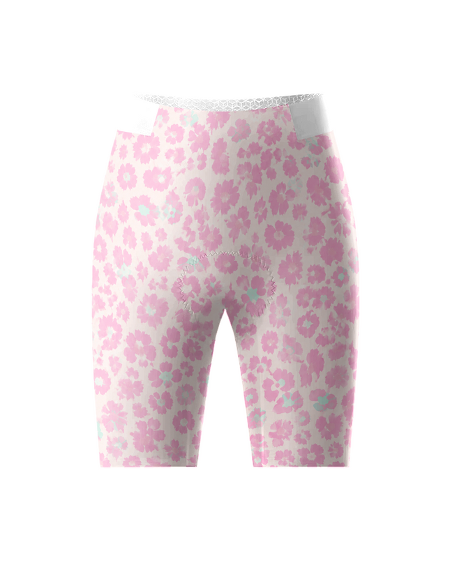 ROCKBROS Women's Pink Ditsy Leopard Floral Cycling Shorts
