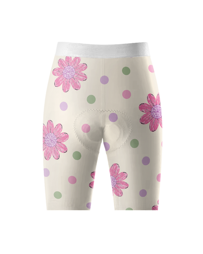 ROCKBROS Women's Pastel Daisy Polka Dot Cycling Shorts