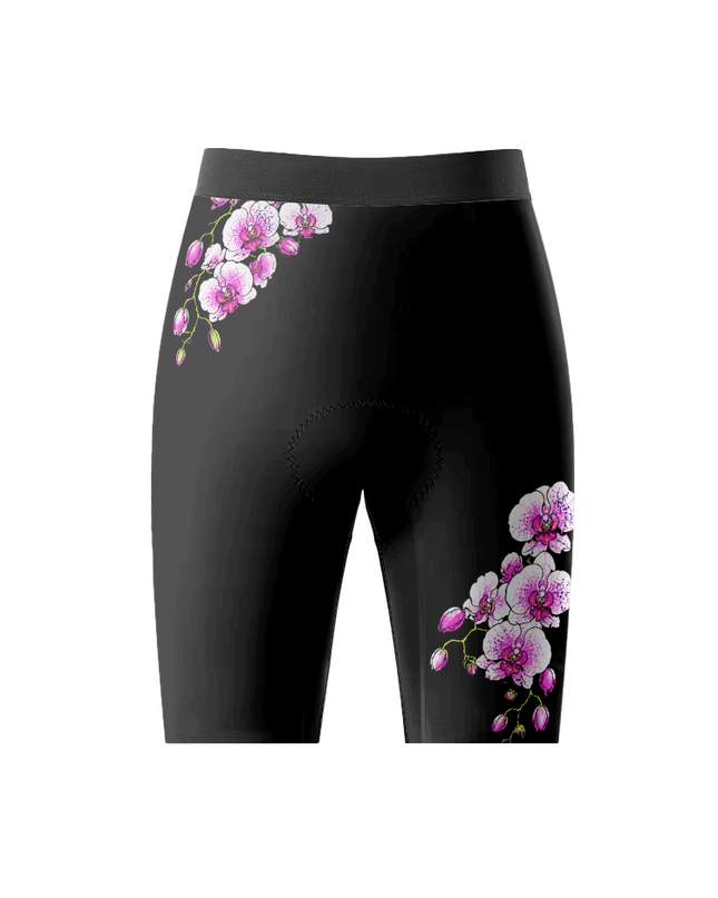 ROCKBROS Women's Black Base Pink Orchid Corner Print Honeycomb Waist Cycling Shorts