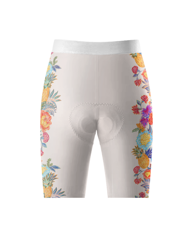 ROCKBROS Women's Tropical Oasis Floral-Trim High-Waisted Cycling Shorts