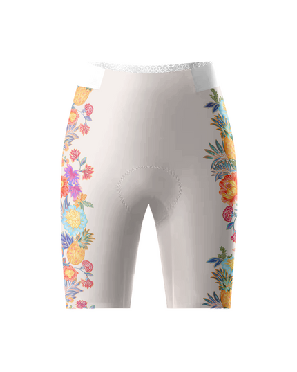 ROCKBROS Women's Tropical Oasis Floral-Trim High-Waisted Cycling Shorts