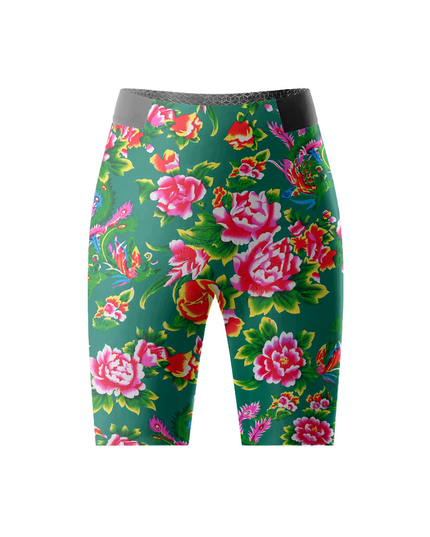 ROCKBROS Women's Emerald Peony Phoenix Padded Cycling Shorts