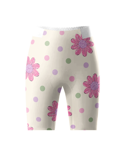 ROCKBROS Women's Pastel Daisy Polka Dot Cycling Shorts