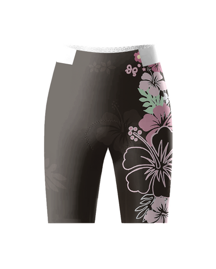 ROCKBROS Women's Black Side Pink Hibiscus Tropical Floral Honeycomb Waist Cycling Shorts