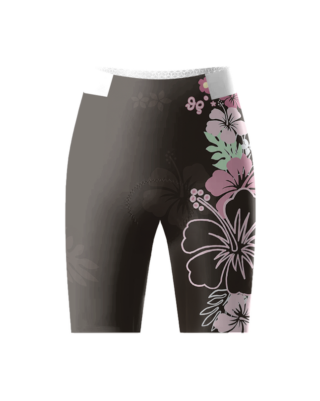 ROCKBROS Women's Black Side Pink Hibiscus Tropical Floral Honeycomb Waist Cycling Shorts