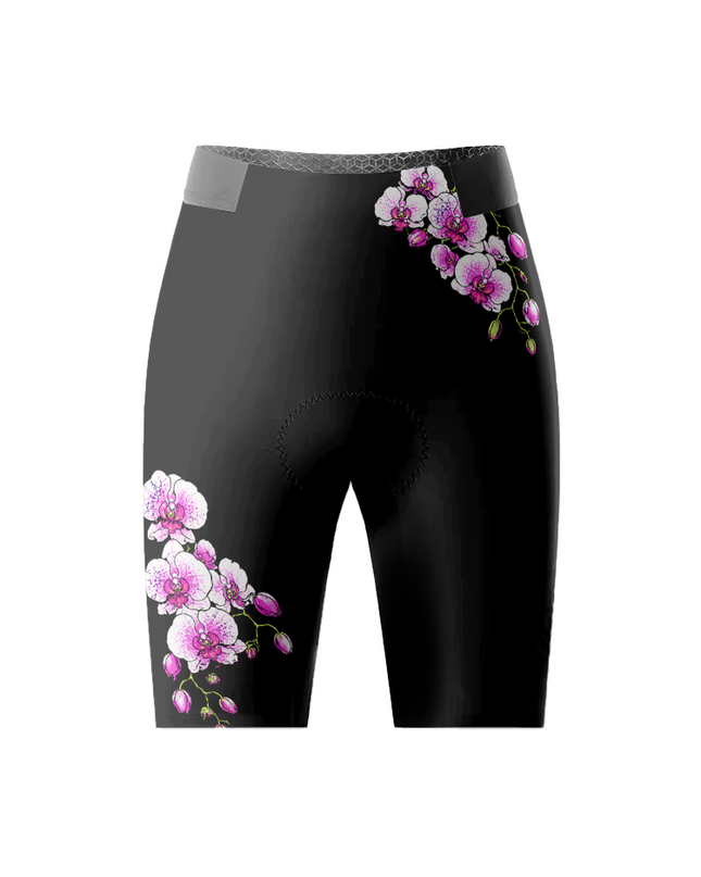 ROCKBROS Women's Black Base Pink Orchid Corner Print Honeycomb Waist Cycling Shorts