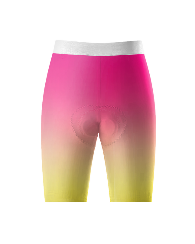 ROCKBROS Women's Sunset Pink Yellow Gradient Honeycomb Mesh Waist Cycling Shorts