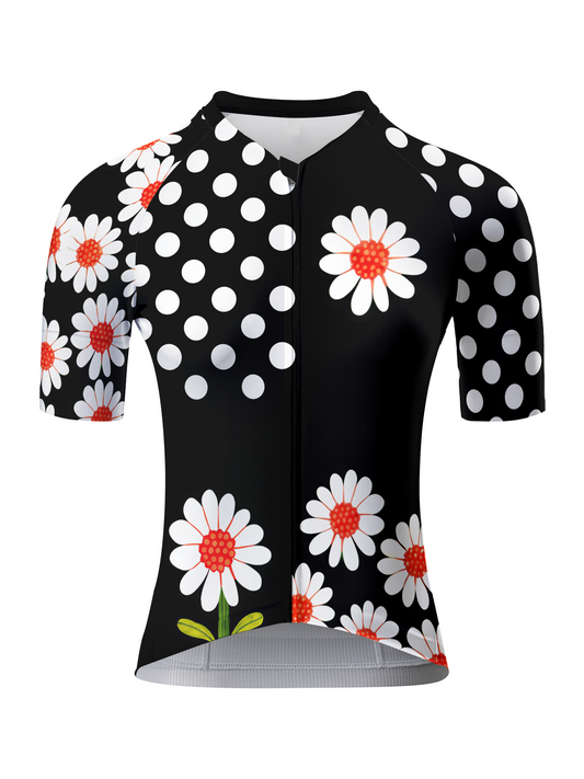 ROCKBROS Women's Retro Daisy & Polka Dot Fusion Heritage Cycling Jersey