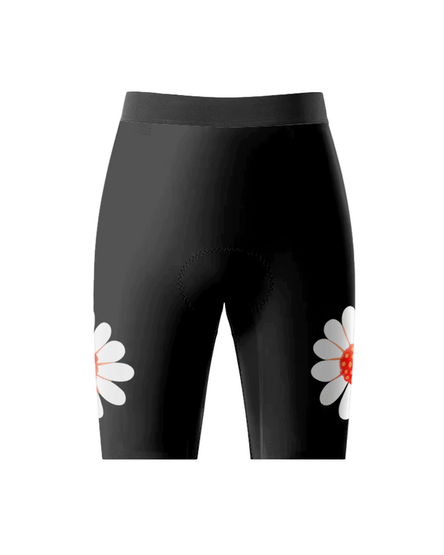 ROCKBROS Women's Retro Daisy Heritage Black High-Stretch Cycling Shorts
