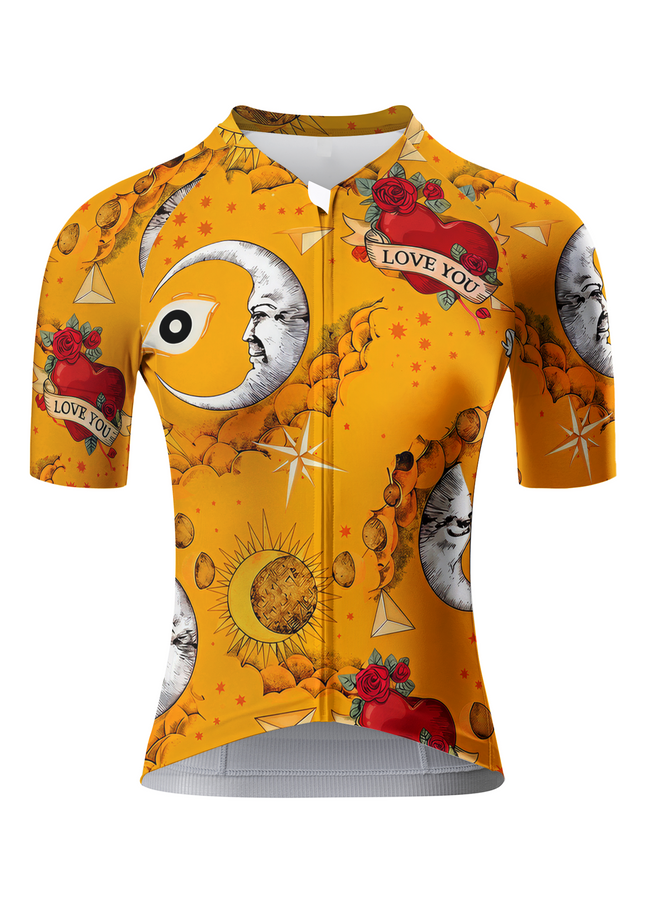 ROCKBROS Women's Celestial Tarot Gold "Love You" Abstract Art Aero Jersey