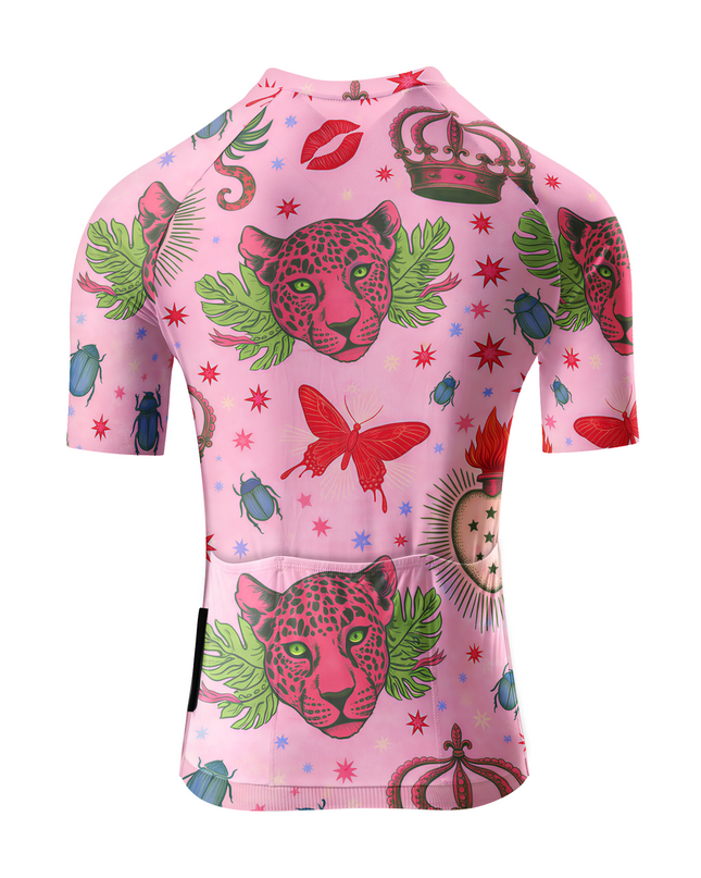ROCKBROS Women's Surreal Pink Leopard & Crown Limited Edition Aero Jersey