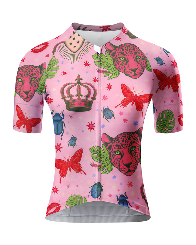 ROCKBROS Women's Surreal Pink Leopard & Crown Limited Edition Aero Jersey