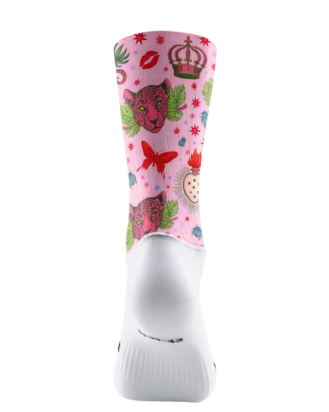 ROCKBROS Surreal Pink Leopard & Crown Performance Socks
