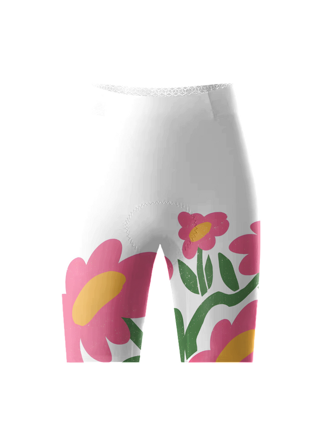 ROCKBROS Women's Retro Pop Floral High-Waist Padded Cycling Shorts