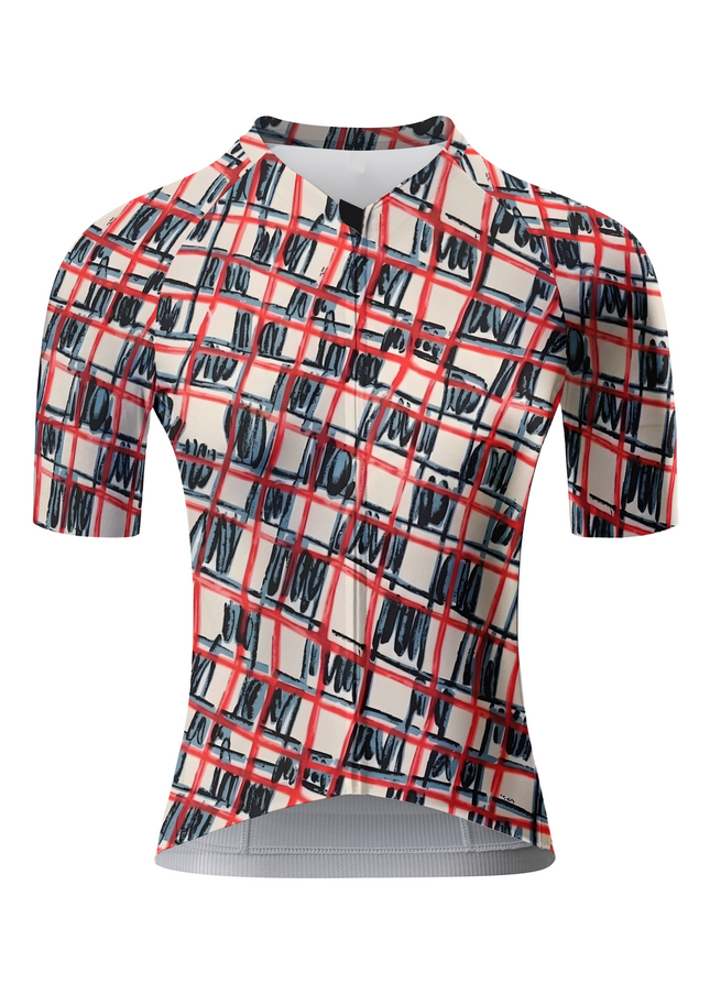 ROCKBROS Women's Avant-Garde Hand-Drawn Plaid Artistic Aero Jersey
