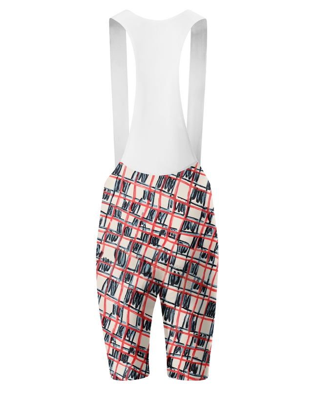 ROCKBROS Women's Avant-Garde Sketch Plaid Abstract Art Bib Shorts