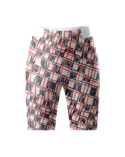 ROCKBROS Women's Avant-Garde Sketch Plaid Abstract Cycling Shorts