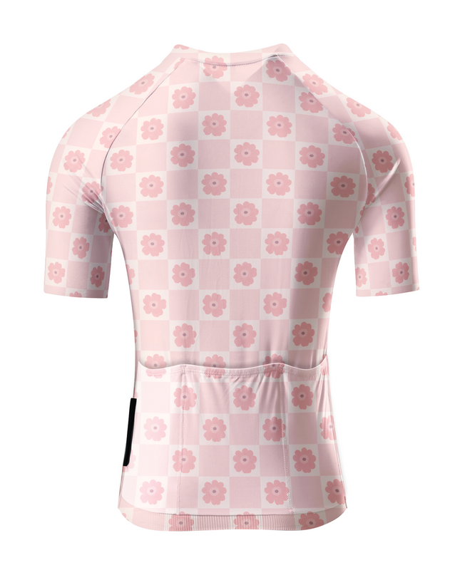 ROCKBROS Women's Pastel Checkerboard Daisy Soft-Girl Aesthetic Jersey