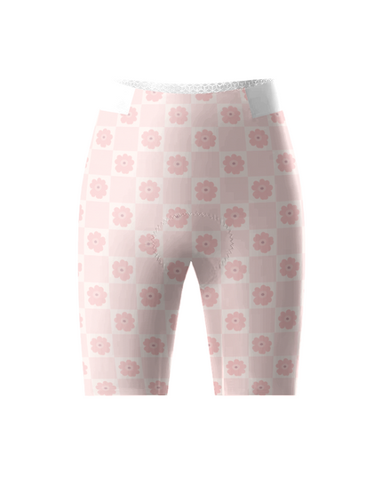 ROCKBROS Women's Pastel Checkered Daisy Cycling Shorts