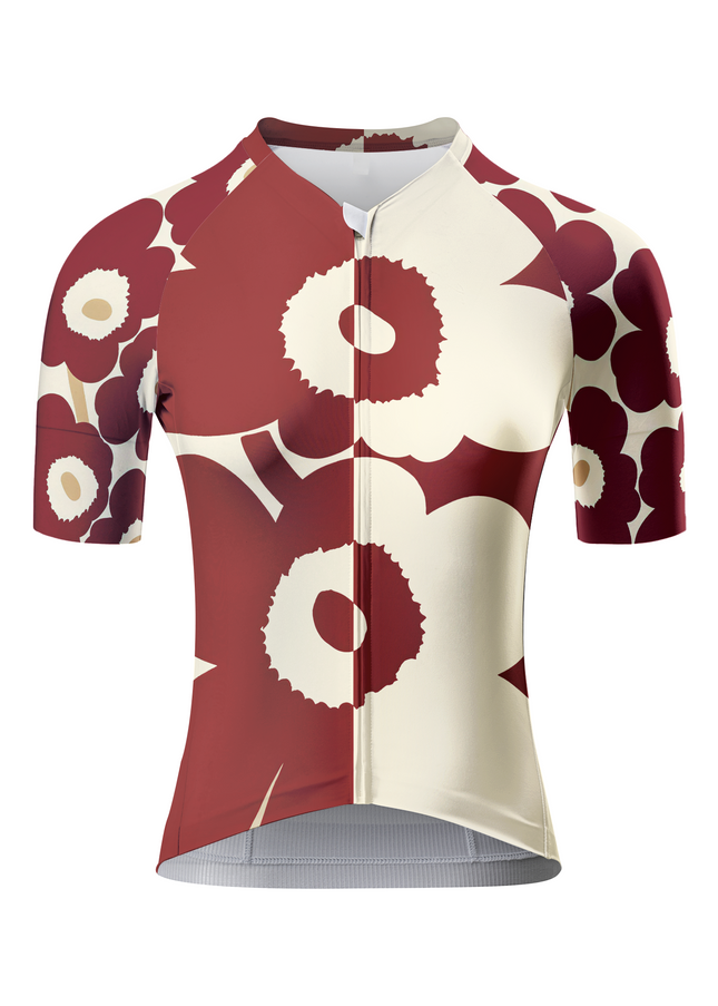 ROCKBROS Women's Burgundy Bloom Asymmetrical Heritage Pro Jersey